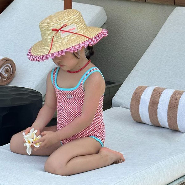 Ruffle Strap Hat Korean kids accessory in pink made in Korea
