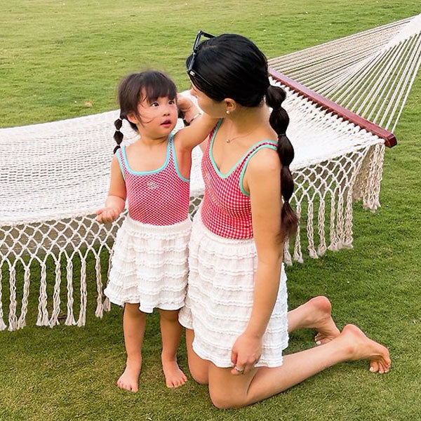 Ruffle Swim Skirt - Adult Korean kids skirt in ivory made in Korea