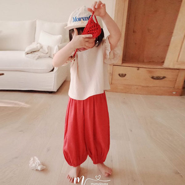 Two-Way Linen Pants Korean toddler pants in blue made in Korea
