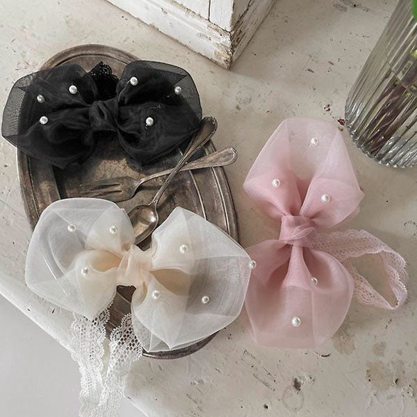Marie Pearl Hairband Korean kids accessory in cream made in Korea