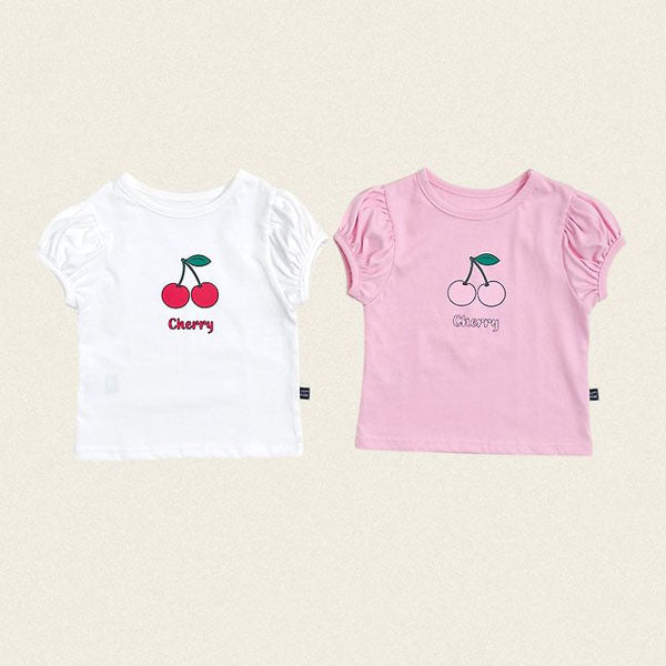 Cherry Puff T-Shirt Korean toddler t-shirt in ivory made in Korea