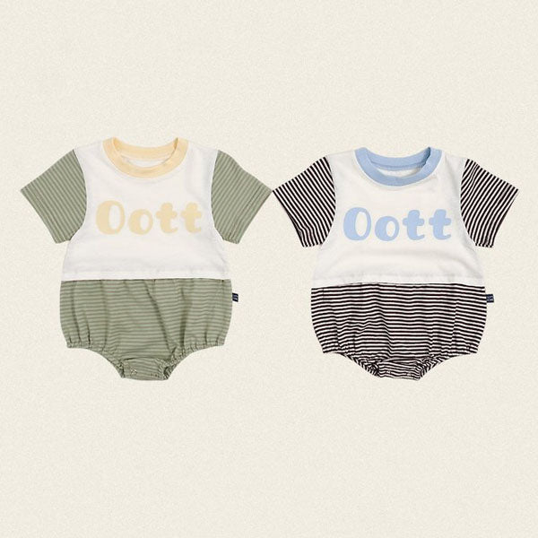OOTT Stripe Bodysuit Korean infant bodysuit in green(yellow) made in Korea