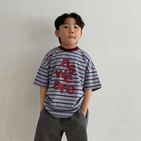 As We Are Stripe Tee Adult Korean kids t-shirt in red made in Korea