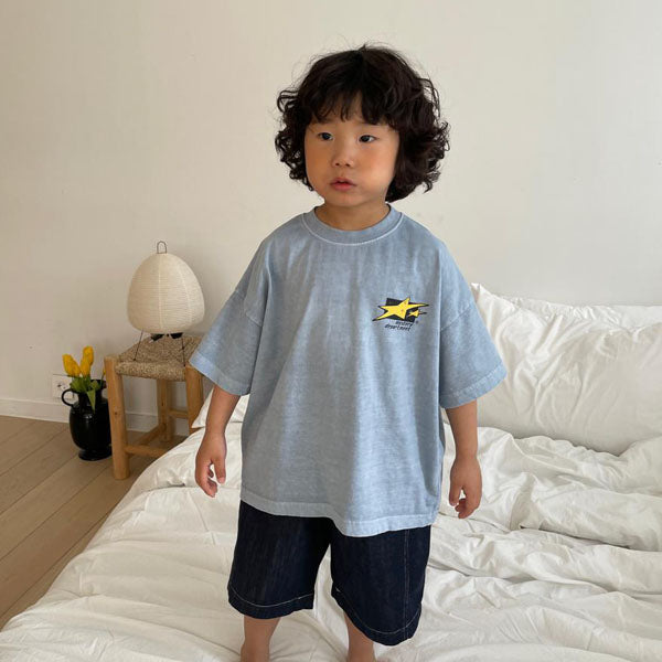 Flat Star Pigment Tee Korean toddler t-shirt in indie pink made in Korea
