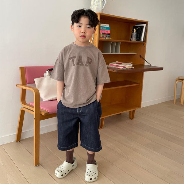 Raw Denim Bermuda Pants Korean toddler pants in solid color made in Korea