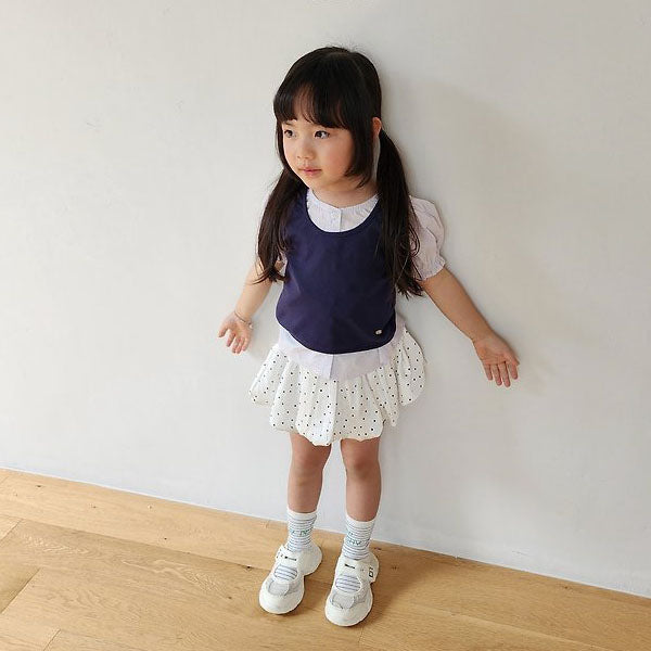 Polka Dot Skirt Shorts Korean toddler skirt in ivory made in Korea