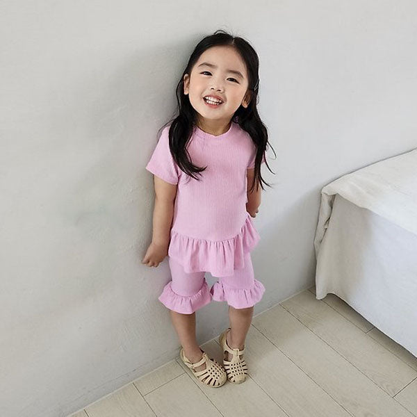 Jelly Ruffle Set Korean toddler set in pink made in Korea