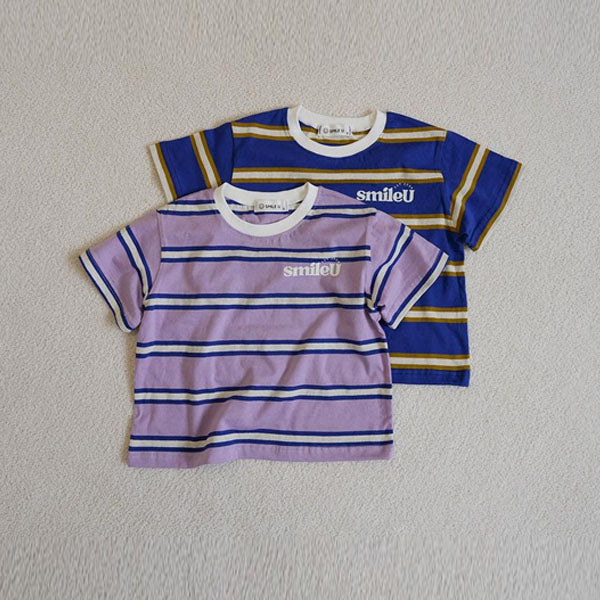 Mr. Stripe Tee Korean toddler t-shirt in purple made in Korea