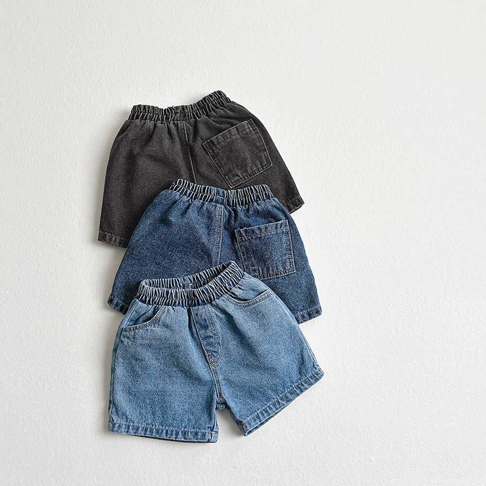 Basic Denim Shorts Korean toddler shorts in light denim made in Korea