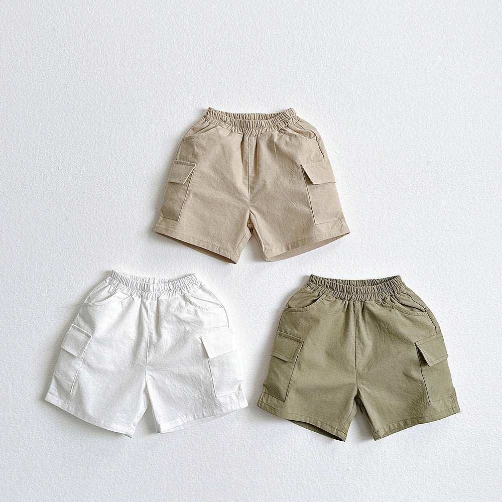 Cotton Cargo Shorts Korean toddler shorts in khaki made in Korea