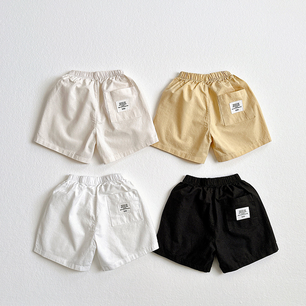 Label Linen Cotton Shorts Korean toddler shorts in ivory made in Korea
