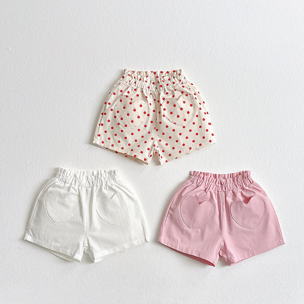 Heart Pocket Shorts Korean toddler shorts in ivory made in Korea