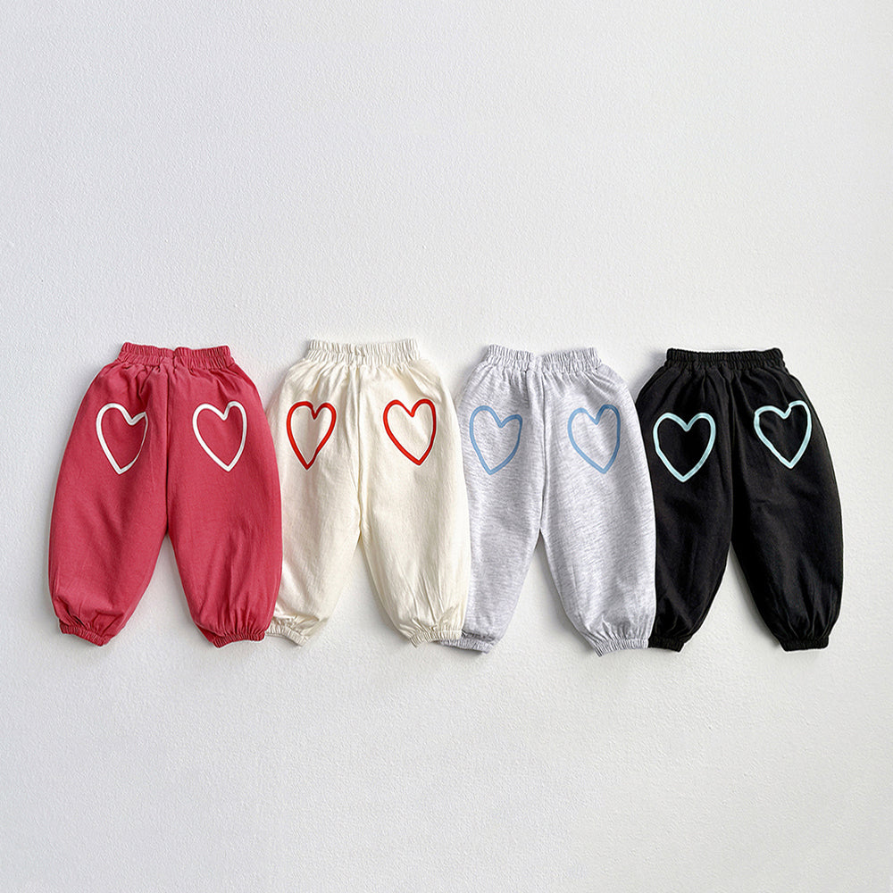 Heart Back Joggers Korean toddler pants in black made in Korea
