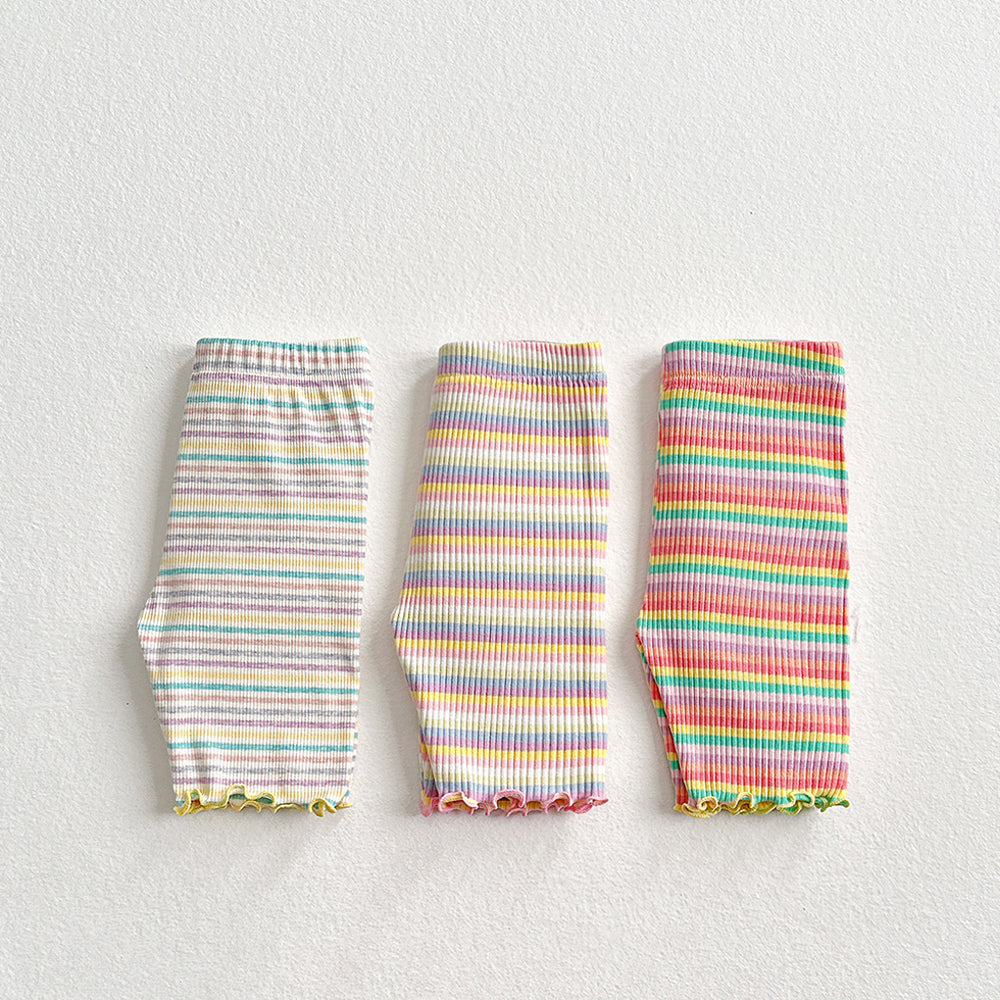 Rainbow Ribbed Leggings Korean toddler pants in light pink made in Korea