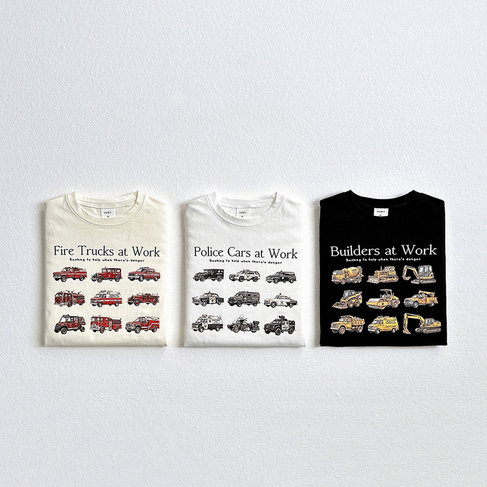 Mini Car Short Sleeve Tee Korean toddler t-shirt in ivory made in Korea