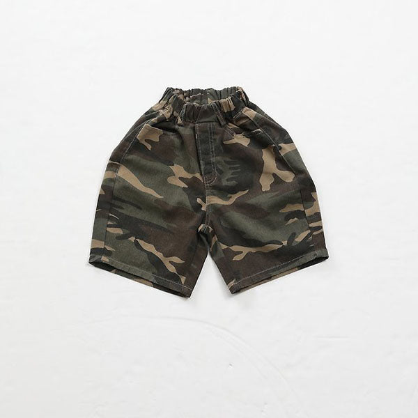Camo Curve Bermuda Shorts Korean toddler shorts in beige made in Korea