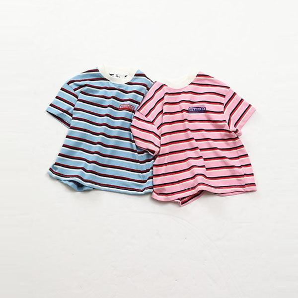 Standard Tee Korean toddler t-shirt in pink stripe made in Korea