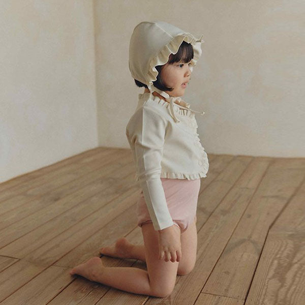 Ruffle Swim Hat Korean infant accessory in cream made in Korea