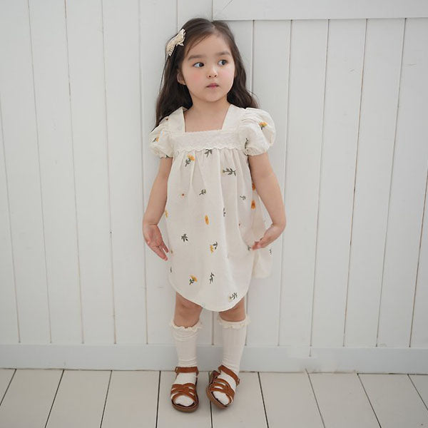 Mila Dress Korean toddler dress in cherry print made in Korea
