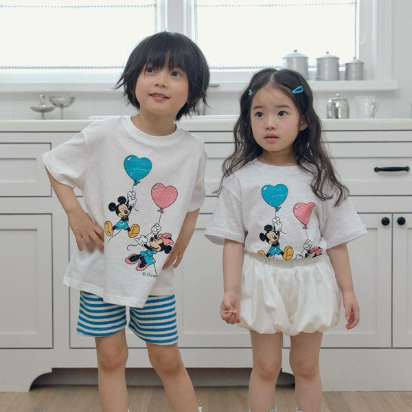 Disney Official Balloon Minnie Tee - Adult Korean kids t-shirt in off white made in Korea