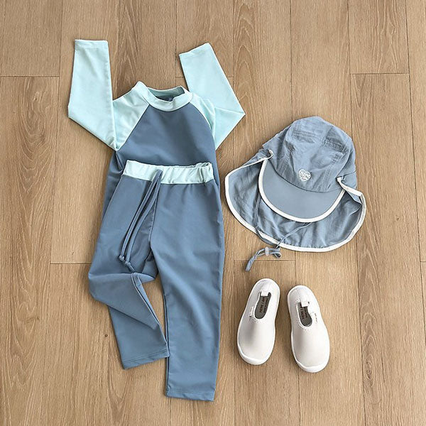 Bunny Rash Guard Set Korean toddler rashguard in blue made in Korea