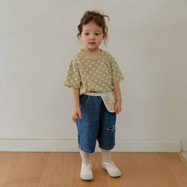 Distressed Denim Pants Korean toddler pants in light denim made in Korea