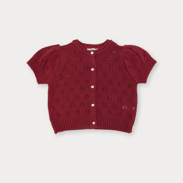 Bebe Dune Openwork Cardigan Korean infant sweater in cream made in Korea