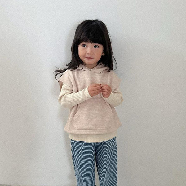 Woody Hooded Vest Korean toddler jacket in oatmeal made in Korea