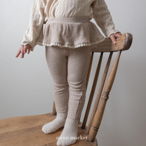 Tiered Leggings Korean infant pants in beige made in Korea