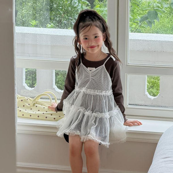Tulle Layered Dress Korean toddler dress in ivory made in Korea