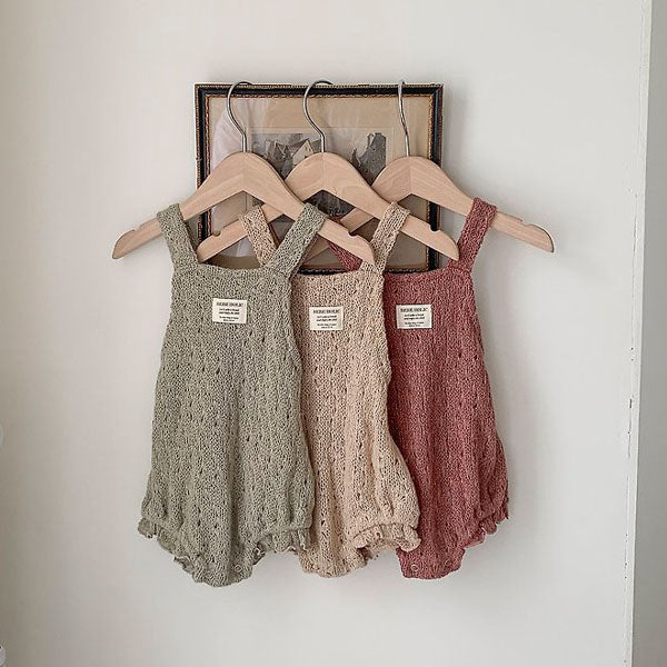 Honey Knit Bodysuit Korean infant bodysuit in beige made in Korea