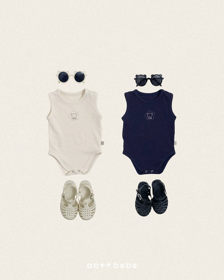 Cotton Pure Tank Top Bodysuit Korean infant bodysuit in cream made in Korea