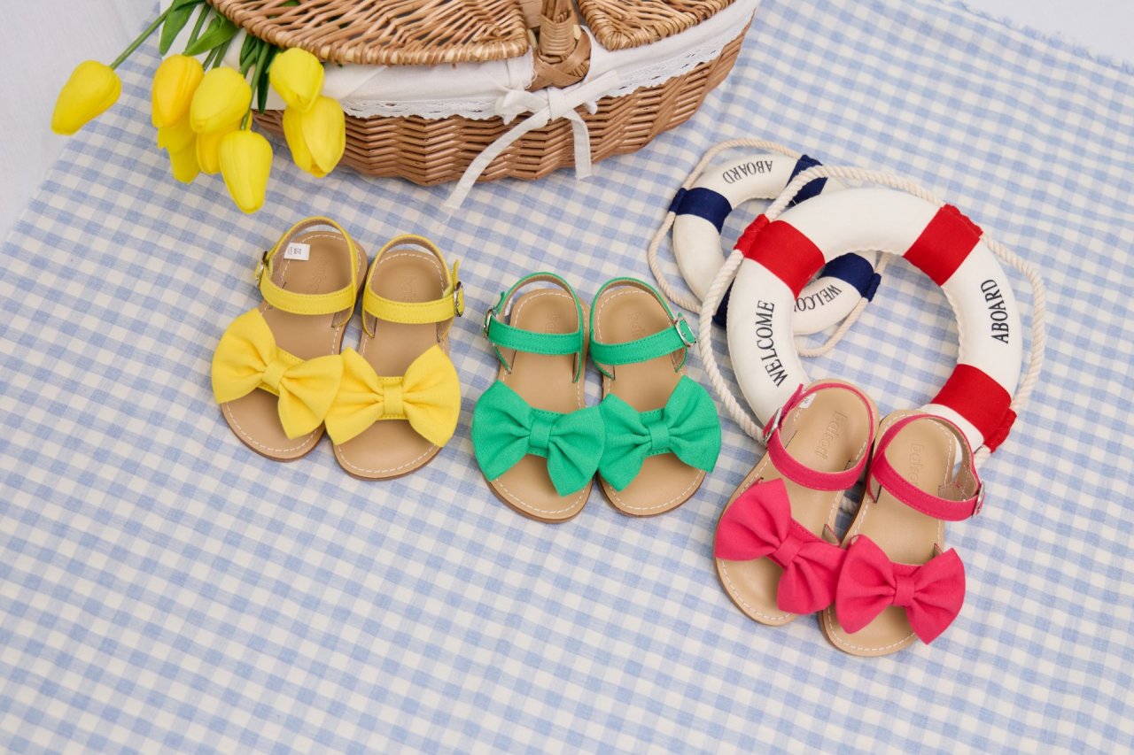 BB402 Marie Ribbon Sandals Korean toddler shoes in hot pink made in Korea