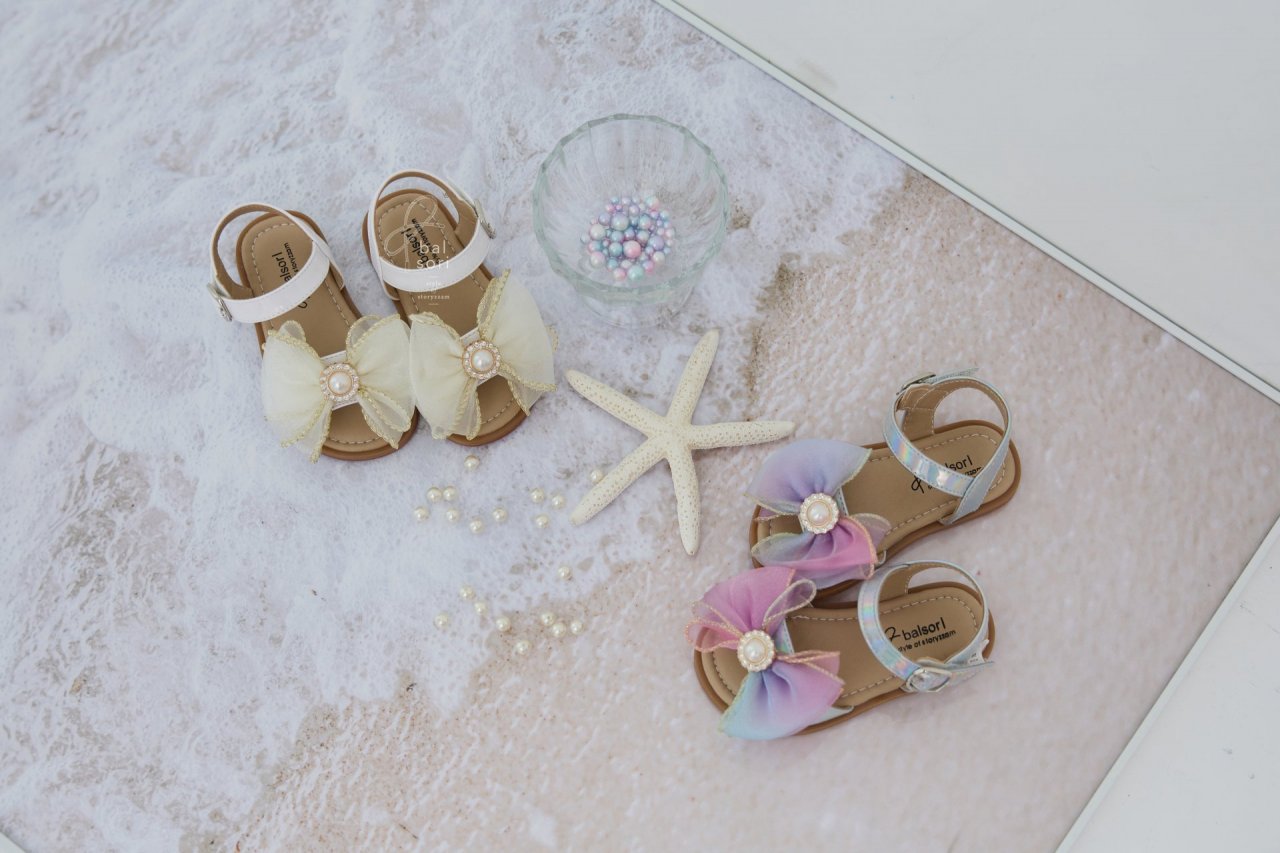 BB403 Sea Pearl Sandals Korean toddler shoes in silver made in Korea