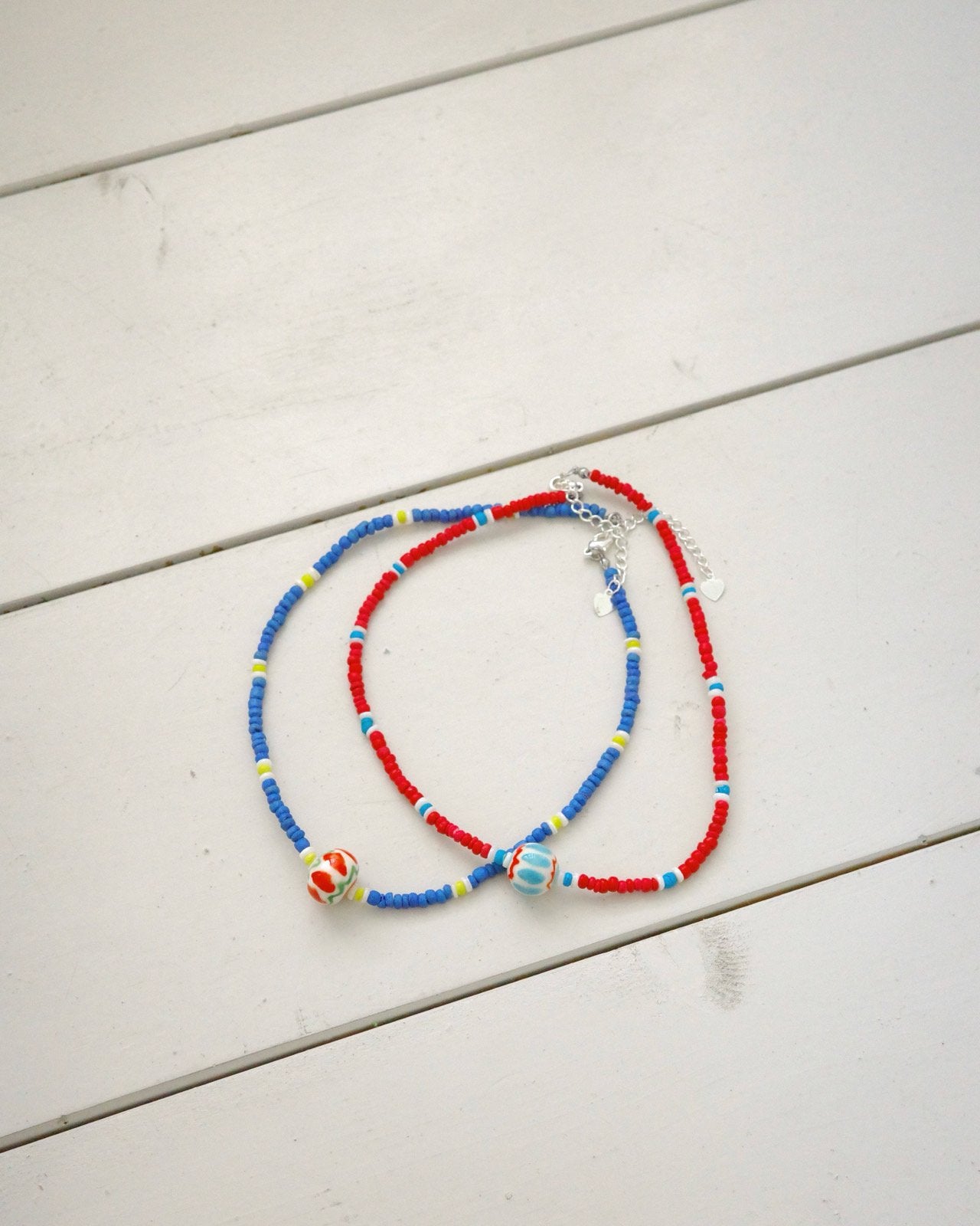 Summer Ball Necklace Korean toddler  in red made in Korea
