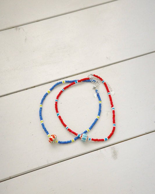 Summer Ball Necklace Korean toddler  in red made in Korea