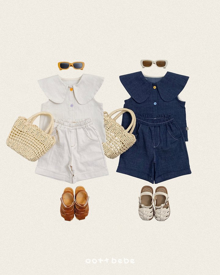 Heart Denim Collar Blouse Korean toddler blouse in denim made in Korea
