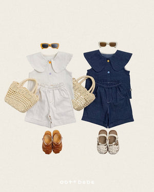 Heart Denim Collar Blouse