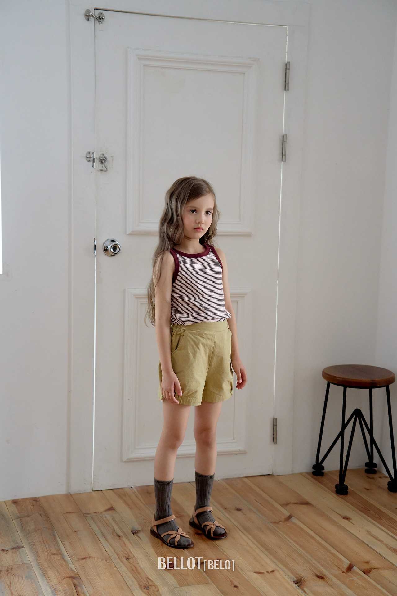 Cos Stripe Tank Top Korean toddler tank top in burgundy made in Korea