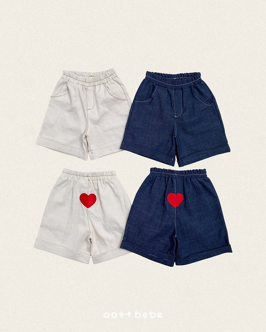 Heart Denim Turn-Up Pants Korean toddler pants in denim made in Korea
