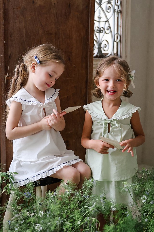 Sandy Blouse Korean toddler blouse in ivory made in Korea
