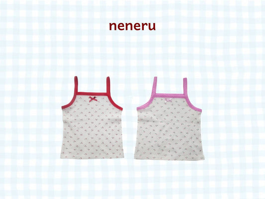 Cherry Spaghetti Strap Top Korean infant tops in pink made in Korea
