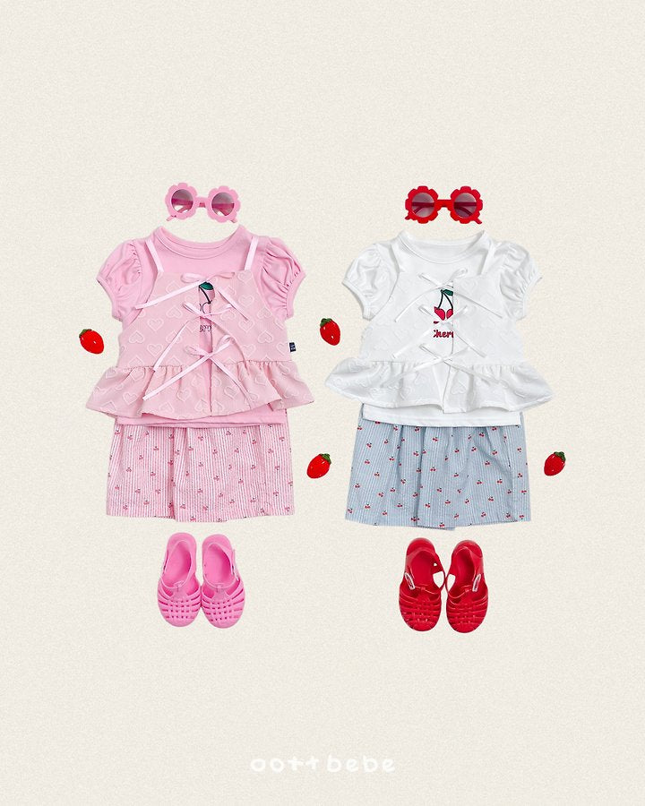 Heart Bustier Korean toddler tops in ivory made in Korea