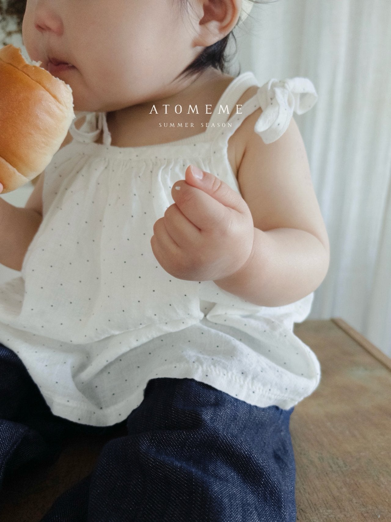 Forming Polka Dot Bustier Korean toddler tops in ivory made in Korea