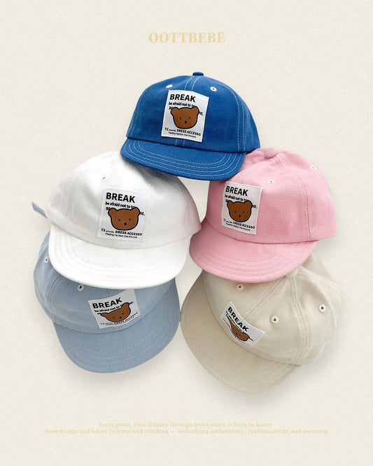 Bear Stitch Cap Korean infant accessory in ivory made in Korea
