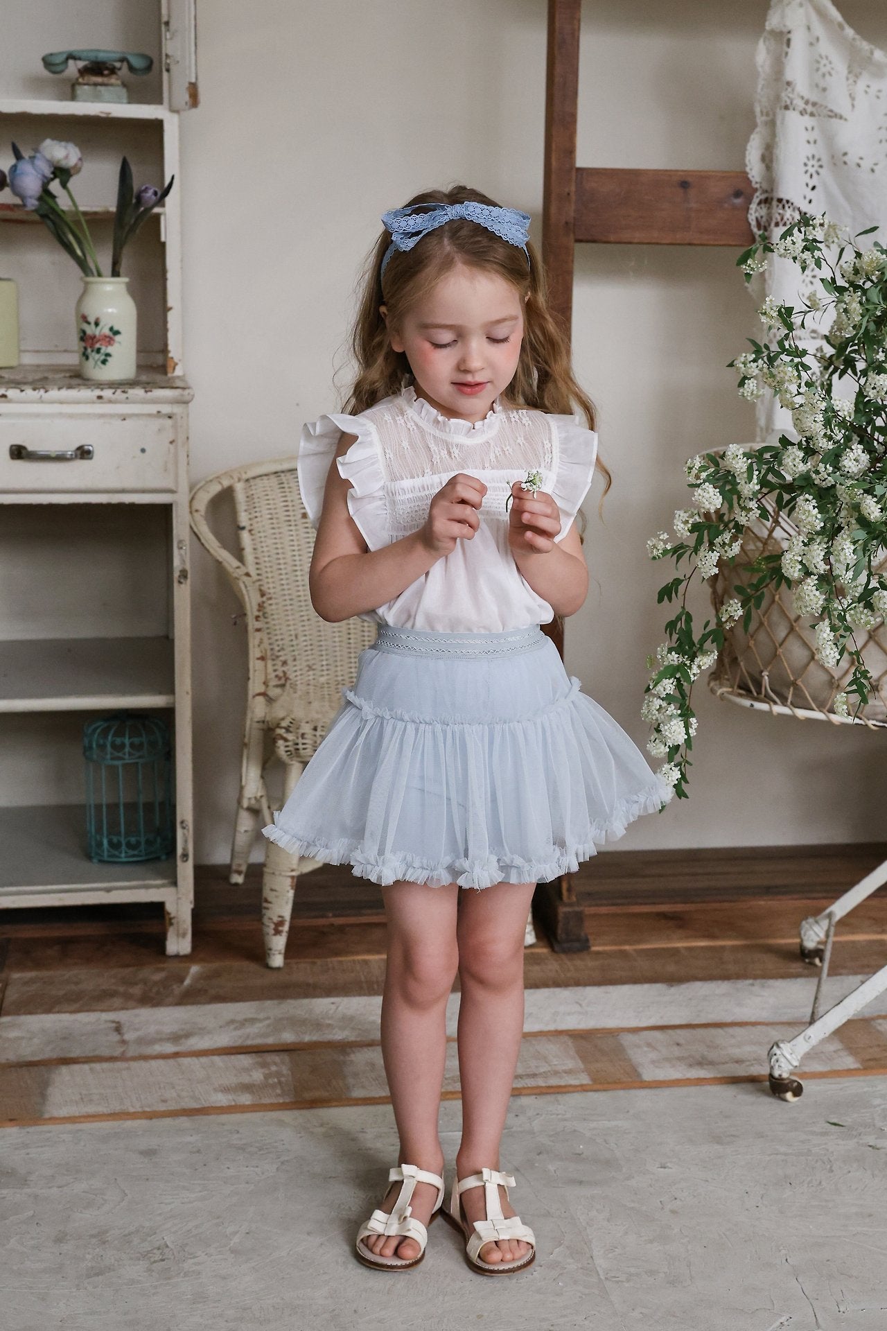 Choi Skirt Leggings Korean toddler pants in cream made in Korea