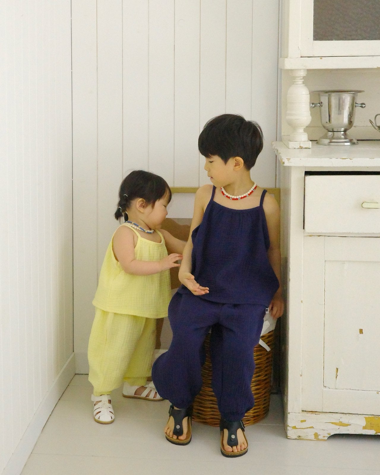 Crinkle Tank Top Korean toddler tank top in lemon made in Korea