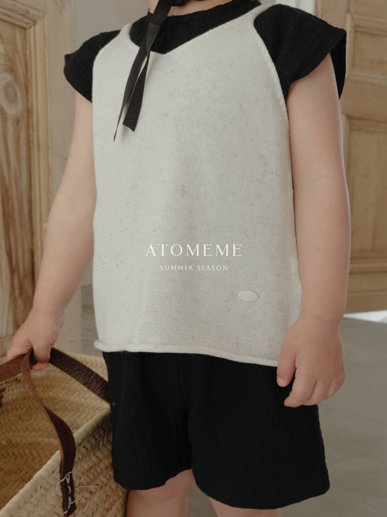Linen Knit Tank Top Korean toddler tank top in ivory made in Korea