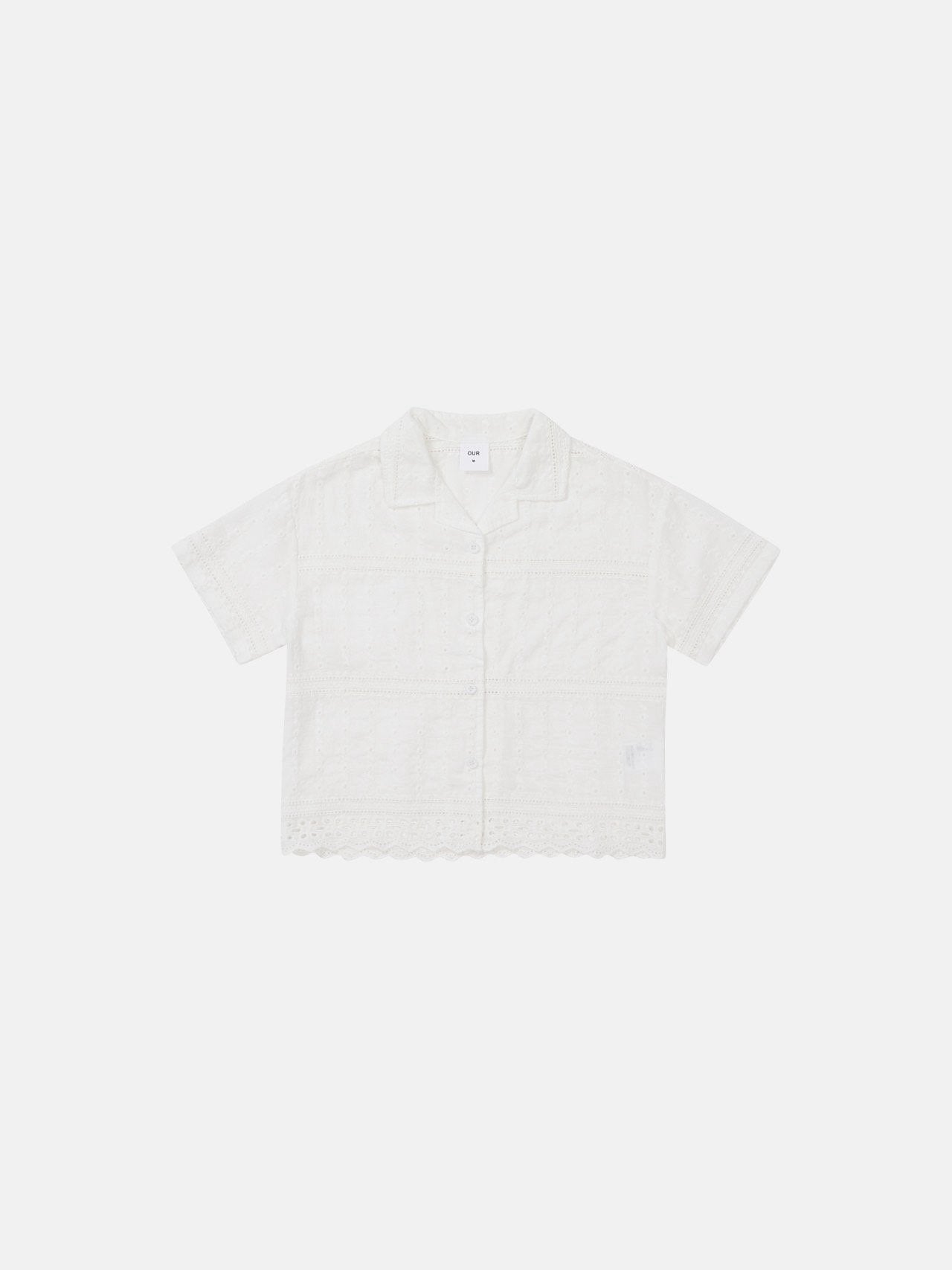Mansion Eyelet Shirt Korean toddler shirt in ivory made in Korea