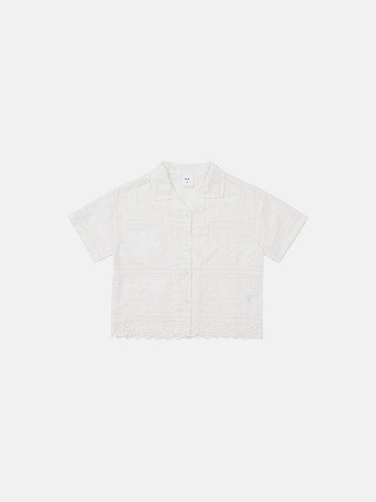 Mansion Eyelet Shirt Korean toddler shirt in ivory made in Korea